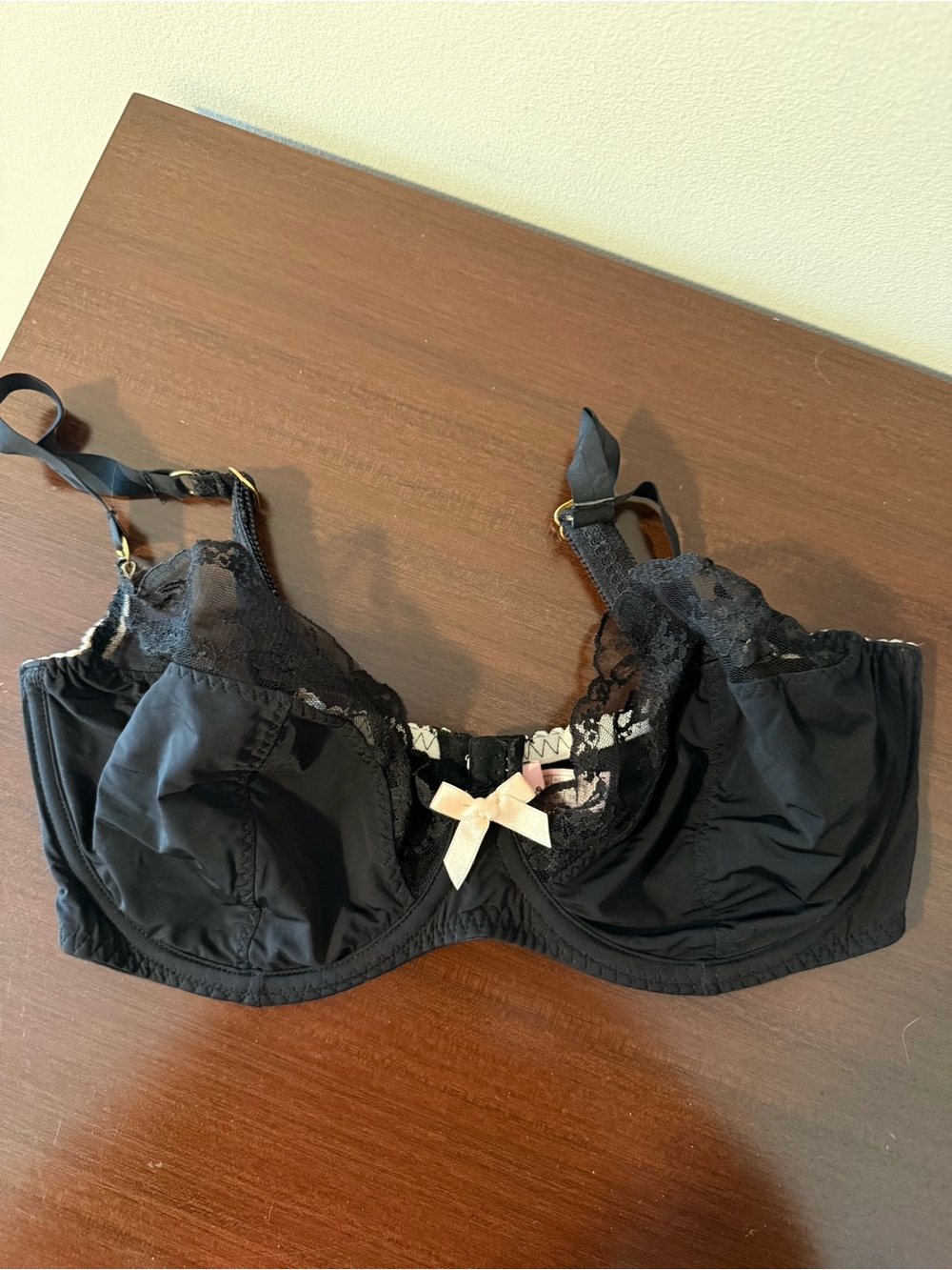 Agent Provocateur Black Lace Push-Up Bra  with Pink Accent